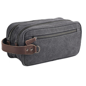 Trousse à cosmétiques de voyage personnalisée de grande capacité pour hommes en toile pliable à la mode pour trousse de toilette avec fermeture éclair poignée portable étanche - Product Image 6