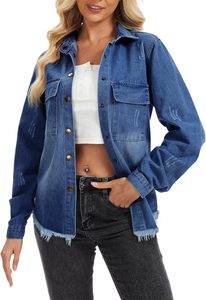 Chaqueta Vaquera Corta para Mujer Más Vendida, Chaqueta Vaquera Clásica de Manga Larga con Estilo Desgastado, Chaquetas Vaqueras Tipo Camionero, OEM y ODM Disponibles - Product Image 3