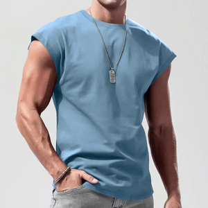 เสื้อกล้ามระบายอากาศแห้งเร็วแขนกุดสำหรับผู้ชายชุดออกกำลังกายผ้าถัก - Product Image 2