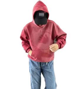 Sweat à capuche pour homme de haute qualité du fabricant 100% coton personnalisé Heavy Stone Acid Wash Sun Faded Oversize Cut Dyed Crop Hoodie - Product Image 2