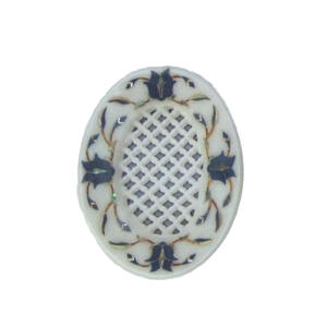 Porte-savon en marbre blanc fait à la main en pierre de lapis-lazuli avec incrustation de filigranes, accessoires de salle de bain, intérieur de spa moderne - Product Image 3