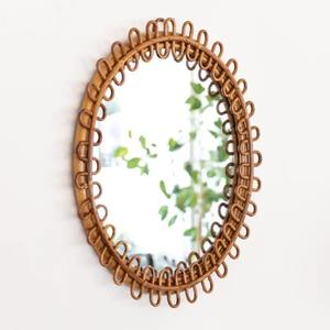 Wholesale Sustainable <b>round</b> Modern Design Style Handmade Rattan Wall <b>Mirror</b> Eco-Friendly for <b>Bathroom</b> Living Room Decoration - Product Image 5