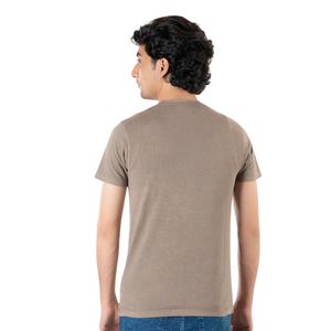 Camiseta de Manga Corta con Cuello Redondo Beige para Hombre con Logotipo, Diseño Casual Elegante, Tejido Transpirable de Secado Rápido de Poliéster/Algodón, Corte Regular - Product Image 2