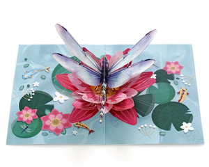 Modèle d'animal en papier 3D de libellule et de lotus, artisanal, nouvelle arrivée, carte pour invitations d'anniversaire, vente en gros disponible - Product Image 4