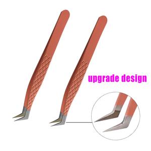 Pinzas profesionales para pestañas de acero inoxidable, 1 Uds., empuñadura de punta de fibra para maquillaje de volumen, herramientas de extensión de pestañas - Product Image 1