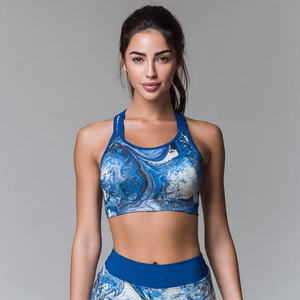 Soutien-gorge de sport pour femme, imprimé, compression, vêtements d'entraînement avec dos nageur, respirant, extensible dans les quatre sens, haut de soutien-gorge élastique - Product Image 3