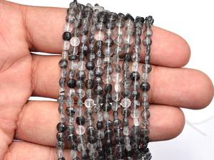 AAA + แร่ควอตซ์ธรรมชาติสีดำรูทิเลต4มม. ลูกปัด Briolette เหลี่ยมเพชรพลอยสีดำทับทิมกึ่งมีค่าลูกปัดแฟนซีสำหรับเครื่องประดับ - Product Image 2