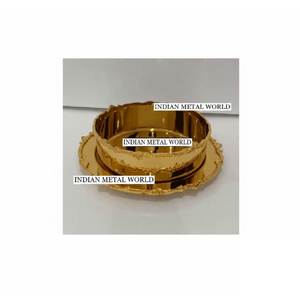 Cuenco de Chocolate de Latón con Acabado Dorado Hecho a Mano sobre Pedestal, Cuenco Decorativo de Metal Indio Vintage para Decoración del Hogar - Product Image 6