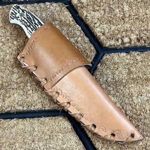 Mango de ciervo hecho a mano, cuchillo de hoja fija vintage, regalo de Navidad para exteriores con Funda de cuero puro. - Product Image 6