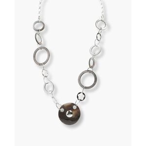 Collier en filigrane plaqué rhodium avec boucle ronde, motif floral et design irrégulier - Product Image 1