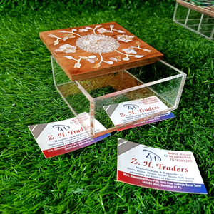 Sultan Treasure Acrylic Gift <b>Box</b> with <b>Wooden</b> Lid Inlaid with Mother of Pearl Ideal for Luxurious Chocolate Sweet Gifting - Product Image 1