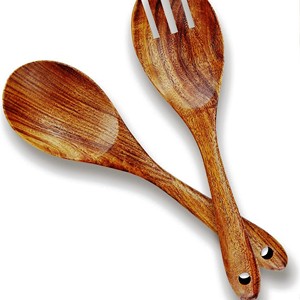 Accesorios de Cocina Únicos, Juego de Servidores de Ensalada de Acacia, Ecológicos, Aptos para Lavavajillas, Utensilios para Ensalada, Hechos en India - Product Image 6