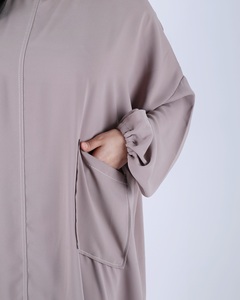 Robe abaya d'été décontractée pour femmes vêtements islamiques modestes à manches longues brodés devant. - Product Image 2