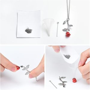 สร้อยคอเผาศพสีแดงสำหรับขี้เถ้าดอกไม้เครื่องประดับศพสแตนเลสจี้สำหรับผู้หญิงผู้ชายที่ระลึกกำหนดขนาดได้เอง - Product Image 3