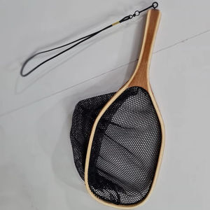 Filet d'atterrissage de pêche à la mouche en plein air Filet à truite Cadre en bois avec filet en caoutchouc Filet coulé à la main Thor Filet de pêche à la truite - Product Image 1