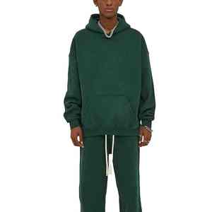 Chándales de lana de algodón 100% para hombre, ropa de calle estampada de invierno de 2 piezas personalizada transpirable de gran tamaño para hombre - Product Image 1