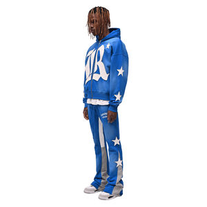 Men Clothing Custom <b>Applique</b> <b>Patch</b> Embroidery Jogger TracksuitsSun Faded Flared Sweatsuit Hoodie and Sweatpants Set for Men - Product Image 3