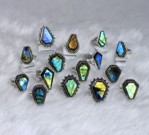 Natural Multi <b>Labradorite</b> Gemstone <b>Rings</b> Jewelry Beautiful Quality Coffin Shape <b>Labradorite</b> Jewelry for Retail - Product Image 2