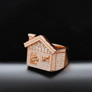 Bague trap house en argent 925 pour homme, sertie de moissanite, bijoux hip hop, testeur de diamant positif, design personnalisé - Product Image 3