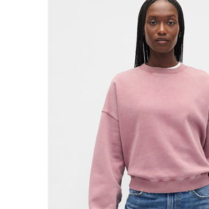 <b>Vintage</b> Winter Knitted 100% Cotton <b>Oversized</b> Eco-Friendly Customizable Women's Casual Loose Fit <b>Sweatshirt</b> Crew Neck Front Logo - Product Image 3