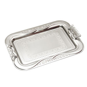 Bandeja DE SERVICIO DE Metal con acabado esmaltado, bandeja Ovalada para servir café y postre, accesorios de decoración de mesa de boda, calidad sostenible - Product Image 4
