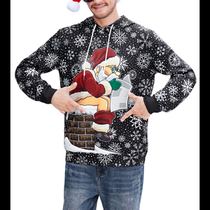 เสื้อสเวตเตอร์สวมหัวมีฮู้ดพิมพ์ลายลำลองสำหรับผู้ชายวัยรุ่นของขวัญแฟชั่นสไตล์คริสต์มาสสนุก - Product Image 5