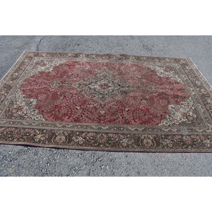 Classic <b>Red</b> Beige <b>Wool</b> Medium Pile Patchwork Rug 5.9 X 9.3 ft Kilim Style Large Area Turkish Rectangle Eco Friendly Latex - Product Image 3