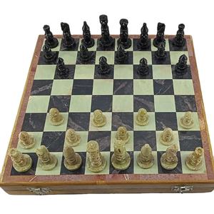 ROYALTY ROUTE <b>WOODEN</b> HANDMADE STONE <b>CHESS</b> <b>SET</b> and BOARD GAME INDOOR GAME - Product Image 1