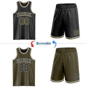 Directement de la marque Engro Sports Maillot de basket-ball à sublimation double face réversible noir olive personnalisé - Product Image 1