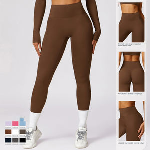 Activewear <b>Yoga</b> Leggings Elastic Waist Nylon Spandex Sports Fitness Workout <b>Pants</b> for Tummy Control Butt Lift Workout Gear - Product Image 3