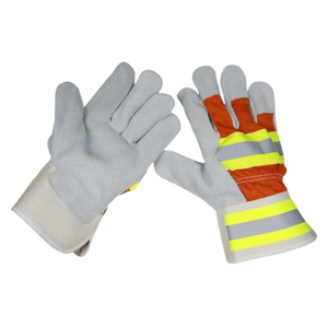 Reflective Work <b>Gloves</b> Hand Safety Construction <b>Gardening</b> <b>Gloves</b> With Reflective Cuff Best Priced Premium High Quality <b>Gloves</b> - Product Image 2
