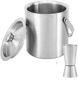 Cubo de almacenamiento de cerveza y hielo de Metal martillado con acabado cromado hecho a mano con mango cómodo para boda Hotel Home Bar - Product Image 3