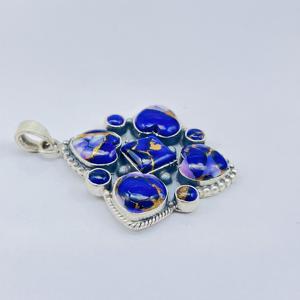 Pendentif Turquoise violet pendentif en argent Sterling 925 pendentif de mariage pendentif anniversaire pendentif pierre précieuse pendentif Boho pendentif - Product Image 4