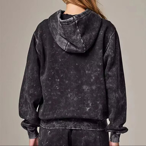 Sudadera con capucha bordada con gráfico de algodón desgastado de peso pesado Unisex para mujer de gran tamaño Vintage piedra ácido lavado personalizado invierno Casual - Product Image 6