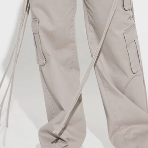 2025 nueva llegada ropa de mujer Pantalones Cargo de Ajuste Recto Top diseño de moda Pantalones Cargo de mujer con bolsillos laterales - Product Image 5