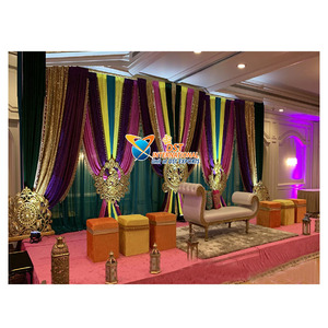 Fondo de escenario para eventos, hermoso escenario de boda, cortinas coloridas, Punjabi, preboda, impresionante - Product Image 1