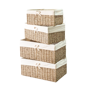 ตะกร้าหญ้าทะเลพร้อมที่จับสำหรับพกพาและจัดเก็บอเนกประสงค์ - Product Image 1