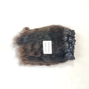 Extensiones de cabello indio ondulado natural alineado con cutícula de onda de agua Virgen sin procesamiento químico estilos humanos cabello - Product Image 1