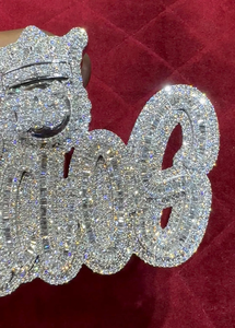 Collar con Colgante de Nombre con Diseño de Corona Personalizada, Estilo Hip Hop, con Incrustaciones de Diamantes de Imitación Moissanite - Product Image 3