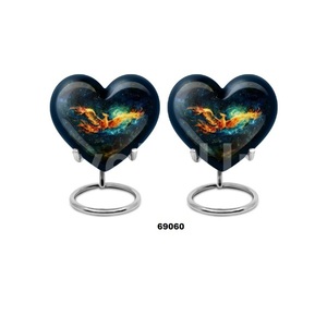 Vente chaude belle urne adulte de crémation de coeur de souvenir d'oiseau de Phoenix pour les cendres humaines avec le support et le sac libre de velours - Product Image 2