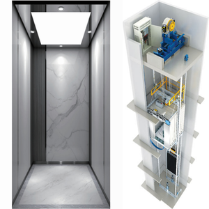 Ascenseur d'ascenseur de maison de cabine de déco de marbre de chêne de pierre frittée avec le service d'installation au coût abordable 320KG 400KG 4/5 passagers - Product Image 1