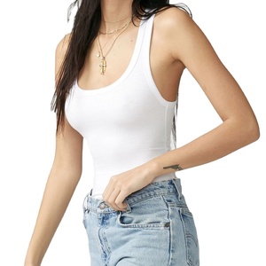 Camiseta sin mangas de algodón acanalado blanca y negra para mujer, camisetas de algodón de alta calidad con tejido acanalado y etiqueta privada 2026 - Product Image 2