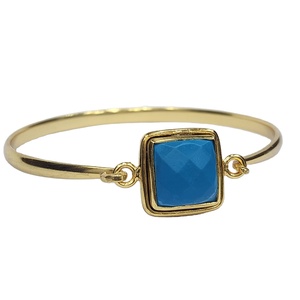 925 เงินสเตอร์ลิงชุบทองคุณภาพดีเยี่ยมพลอยเทอร์ควอยซ์พลอยแฮนด์เมดออกแบบกําไลข้อมือวินเทจ - Product Image 3