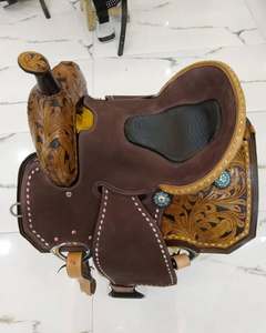 Juego de sillín inglés de alta calidad para equitación de cuero genuino occidental y barril Racing Horse Tack importado - Product Image 2