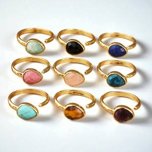 Handmade Gold Vermeil Pear Faceted Peach Moonstone <b>Ring</b> - 925 <b>Silver</b> <b>Adjustable</b> <b>Ring</b> Jewelry - Custom Jewelry for Women - Product Image 2