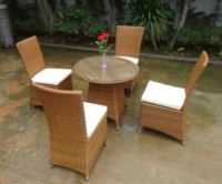 Ensemble de meubles de jardin en aluminium et rotin moderne avec table en verre - Chaises de salle à manger d'extérieur de haute qualité pour 4 personnes