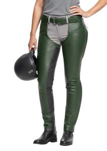 Pantalons de moto en cuir véritable de qualité supérieure pour femmes, coupe ajustée, protection pour la conduite - Product Image 2