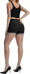 Short en jean personnalisé noir taille moyenne cordon fermeture éclair respirant Short de sport pour unisexe élastique Style Simple avec poche - Product Image 5