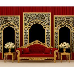 Royal <b>Gold</b> Laser Cut Wedding <b>Backdrop</b> Panels For Stage Decoration Lavish Wedding Event Stage Panels Durable Reception Setups USA - Product Image 1