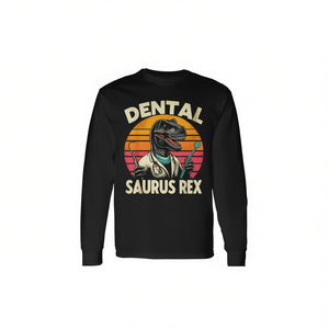 T-shirt à manches longues pour dentiste et assistant dentaire avec motif Saurus Rex – Produit promotionnel pour la dentisterie - Product Image 2